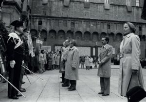 1980-La presidente della Camera Nilde Iotti a Bologna con il presidente Lanfranco Turci e il sindaco Renato Zangheri